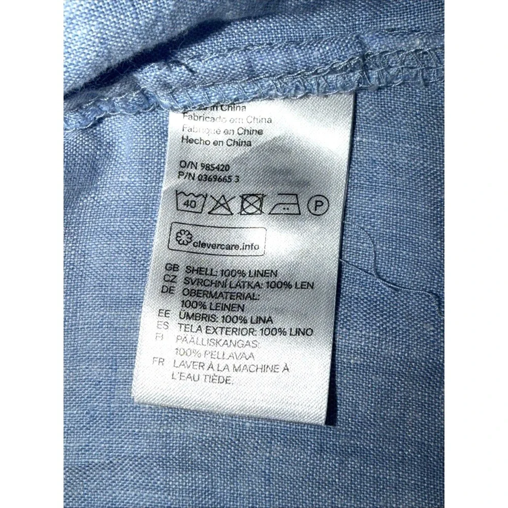 Linen Button Shirt Size 6 Long Sleeve Womens H&M Light Blue Lightweight - Picture 6 of 12
